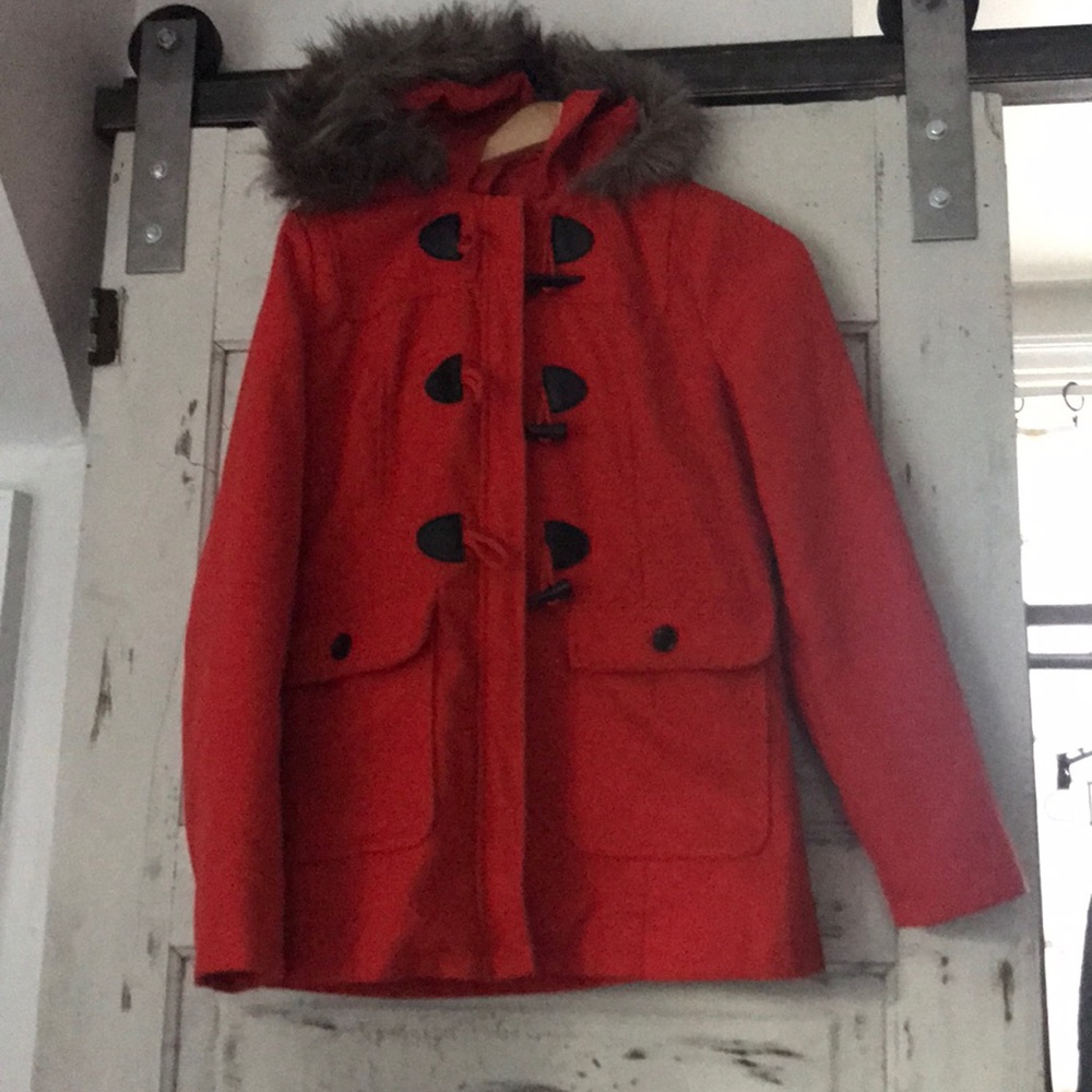 Adorable Red Coat with fur collar